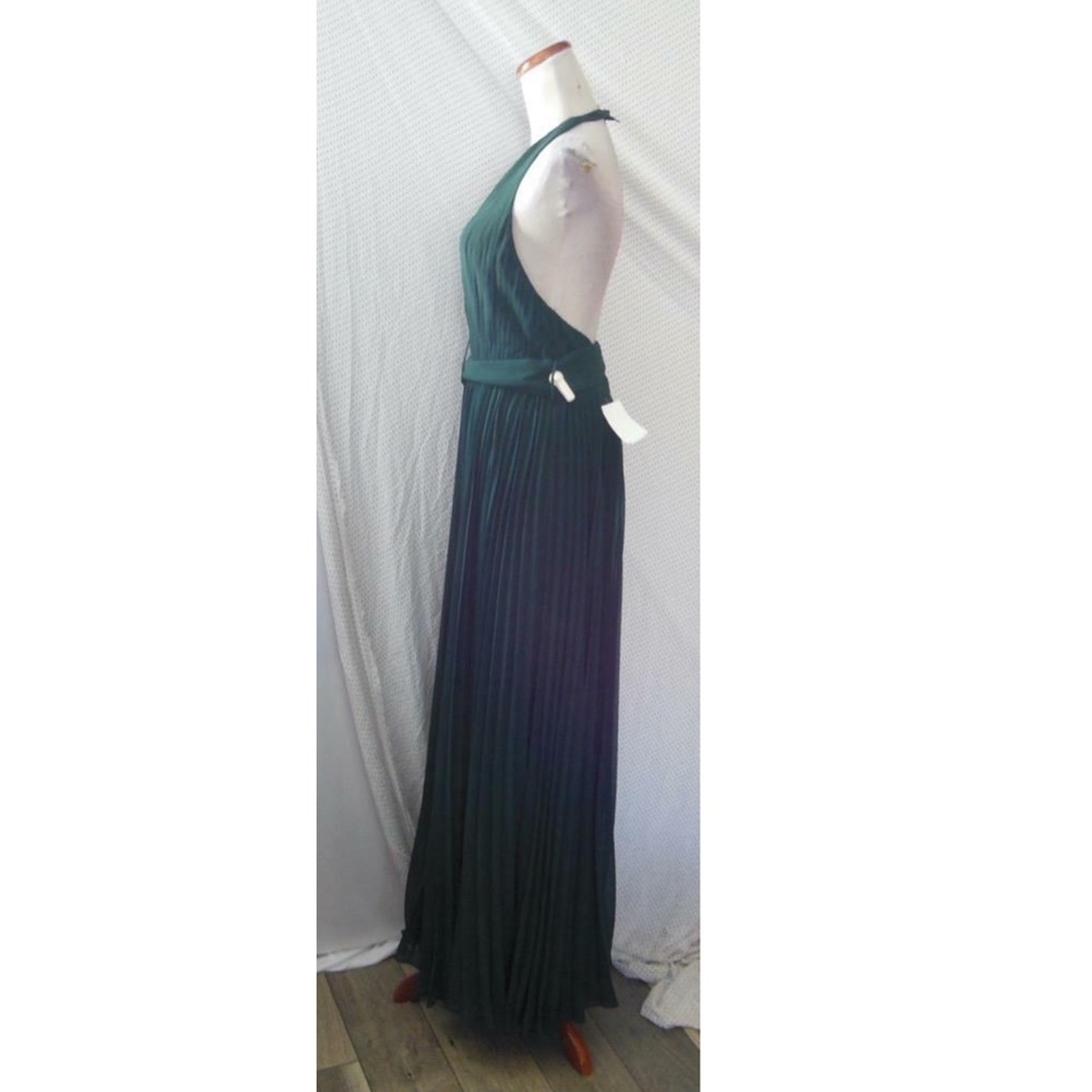 NEW Fame & Partners FOREST GREEN The Felice HALTER Pleated BELT Evening GOWN 10 - Picture 16 of 16